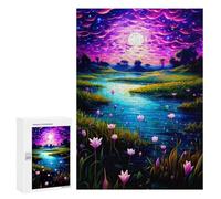 Adult Jigsaw Puzzles 300 PCS Enchanted River Under Moonlit Sky Jigsaws for Adults Family Games Presents for Women Educational Challenge 300 PCS