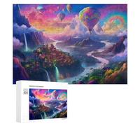 Adult Jigsaw Puzzles 300 PCS Enchanted Valley with Hot Air Balloons Puzzle for Adults Brain Teaser Game Wall Decoration Birthday Present, Gifts, 300 PCS