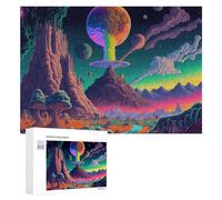 Adult Jigsaw Puzzles 300 PCS Fantasy Alien Landscape with Rainbow Planet -1 Jigsaw for Adults Relax Games Presents for Women Birthday Present, Gifts, 300 PCS