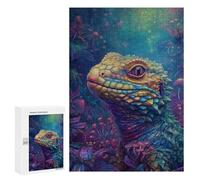 Adult Jigsaw Puzzles 300 PCS Fantasy Lizard in Amazon Rainforest-2 Jigsaw Puzzles for Adults Stress Reliever Challenging To Complete Brainteaser Family Games 300 PCS