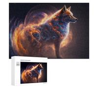 Adult Jigsaw Puzzles 300 PCS Flame-Wrapped Wolf A Mystical Artwork Puzzle for Adults Brain Teaser Game Wall Decoration Birthday Present, Gifts, 300 PCS