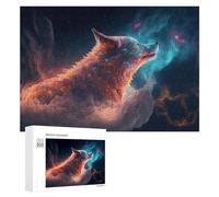 Adult Jigsaw Puzzles 300 PCS Galactic Wolf in Nebula Clouds -1 Puzzle for Adults Brain Teaser Game Wall Decoration Birthday Present, Gifts, 300 PCS
