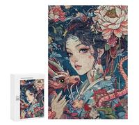 Adult Jigsaw Puzzles 300 PCS Geisha Dragon Japanese Teenagers Puzzles Toy Wall Decor Pattern Assembly Gifts for Friends And Family 300 PCS