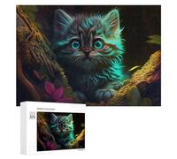 Adult Jigsaw Puzzles 300 PCS Glowing Forest Kitten Puzzles for Adults Hands-on Game Enhance Memory Gifts for Friends And Family 300 PCS