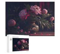 Adult Jigsaw Puzzles 300 PCS Glowing Peony Bouquet Vase Decor Jigsaw for Adults Relax Games Presents for Women Birthday Present, Gifts, 300 PCS