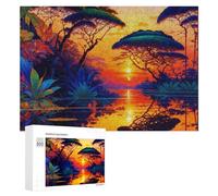 Adult Jigsaw Puzzles 300 PCS Jungle Sunset Reflections Puzzles for Adults Hands-on Game Enhance Memory Gifts for Friends And Family 300 PCS