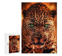 Adult Jigsaw Puzzles 300 PCS Leopard's Fiery Gaze Puzzle for Adults Brain Teaser Game Wall Decoration Birthday Present, Gifts, 300 PCS