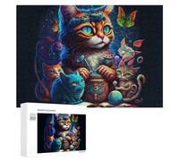 Adult Jigsaw Puzzles 300 PCS Magical Cat Kingdom Adventure Puzzle for Adults Brain Teaser Game Wall Decoration Birthday Present, Gifts, 300 PCS