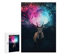 Adult Jigsaw Puzzles 300 PCS Magical Deer with Moon Antlers Jigsaw for Adults Relaxing Games A Work of Art Birthday Present, Gifts, 300 PCS