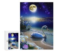 Adult Jigsaw Puzzles 300 PCS Moonlit Beach Swan Puzzles for Adults Hands-on Game Enhance Memory Gifts for Friends And Family 300 PCS