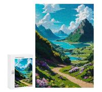 Adult Jigsaw Puzzles 300 PCS Mountain Valley with Path Jigsaw for Adults Relax Games Presents for Women Birthday Present, Gifts, 300 PCS