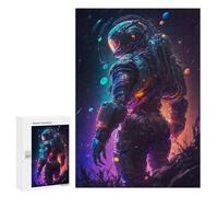 Adult Jigsaw Puzzles 300 PCS Neon Astronaut Future Exploration Jigsaws for Adults Family Games Presents for Women Educational Challenge 300 PCS