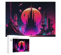 Adult Jigsaw Puzzles 300 PCS Neon Future Cityscape -3 Jigsaw for Adults Relax Games Presents for Women Birthday Present, Gifts, 300 PCS