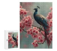 Adult Jigsaw Puzzles 300 PCS Peacock Perched Among Cherry Blossoms Jigsaw for Adults Relaxing Games A Work of Art Birthday Present, Gifts, 300 PCS