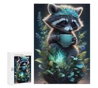 Adult Jigsaw Puzzles 300 PCS Raccoon with Magical Cup Puzzle for Adults Brain Teaser Game Wall Decoration Birthday Present, Gifts, 300 PCS