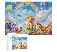 Adult Jigsaw Puzzles 300 PCS Rainbow Animal Parade Puzzle for Adults Brain Teaser Game Wall Decoration Birthday Present, Gifts, 300 PCS