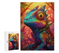 Adult Jigsaw Puzzles 300 PCS Rainbow Lizard in Fantasy Forest Puzzle for Adults Brain Teaser Game Wall Decoration Birthday Present, Gifts, 300 PCS