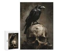 Adult Jigsaw Puzzles 300 PCS Raven Sitting On Skull Teenagers Puzzles Toy Wall Decor Pattern Assembly Gifts for Friends And Family 300 PCS