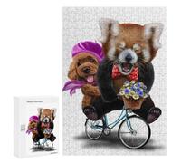 Adult Jigsaw Puzzles 300 PCS Red Panda with Poodle Dog Jigsaw for Adults Relaxing Games Birthday Present Great Gift for Gaming 300 PCS