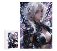 Adult Jigsaw Puzzles 300 PCS Samurai Cat Warrior Artwork Jigsaw Puzzles for Adults Stress Reliever Challenging To Complete Brainteaser Family Games 300 PCS