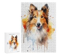 Adult Jigsaw Puzzles 300 PCS Shetland Sheepdog Portrait Jigsaw for Adults Relaxing Games Birthday Present Great Gift for Gaming 300 PCS
