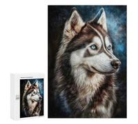 Adult Jigsaw Puzzles 300 PCS Siberian Husky with Blue Eyes Jigsaw for Adults Relaxing Games A Work of Art Birthday Present, Gifts, 300 PCS