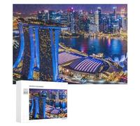 Adult Jigsaw Puzzles 300 PCS Singapore's Vibrant Night Skyline Puzzle for Adults Brain Teaser Game Wall Decoration Birthday Present, Gifts, 300 PCS