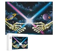 Adult Jigsaw Puzzles 300 PCS Skeletons Dueling Lightsabers in Space Puzzles for Adults Hands-on Game Enhance Memory Gifts for Friends And Family 300 PCS