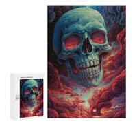 Adult Jigsaw Puzzles 300 PCS Skull in Fiery Clouds Puzzles for Adults Hands-on Game Enhance Memory Gifts for Friends And Family 300 PCS