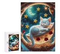 Adult Jigsaw Puzzles 300 PCS Sleeping Moonlit Cat Fantasy Puzzles for Adults Hands-on Game Enhance Memory Gifts for Friends And Family 300 PCS
