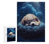 Adult Jigsaw Puzzles 300 PCS Sleeping Puppy in Clouds -1 Jigsaw for Adults Relax Games Presents for Women Birthday Present, Gifts, 300 PCS