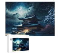 Adult Jigsaw Puzzles 300 PCS Snowy Night Temple Scene Puzzles for Adults Hands-on Game Enhance Memory Gifts for Friends And Family 300 PCS