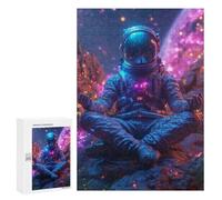 Adult Jigsaw Puzzles 300 PCS Space Astronaut in Meditation Pose Jigsaw Puzzles for Adults Stress Reliever Challenging To Complete Brainteaser Family Games 300 PCS