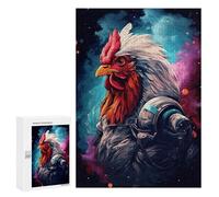 Adult Jigsaw Puzzles 300 PCS Space Chicken Explorer-3 Jigsaw Puzzles for Adults Stress Reliever Challenging To Complete Brainteaser Family Games 300 PCS