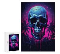 Adult Jigsaw Puzzles 300 PCS Synthwave Skull Jigsaw for Adults Relaxing Games A Work of Art Birthday Present, Gifts, 300 PCS