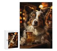 Adult Jigsaw Puzzles 300 PCS The Beer Sipping Dog Jigsaw for Adults Relaxing Games A Work of Art Birthday Present, Gifts, 300 PCS