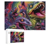 Adult Jigsaw Puzzles 300 PCS Vibrant Dinosaur Fantasy Artwork Puzzle for Adults Brain Teaser Game Wall Decoration Birthday Present, Gifts, 300 PCS