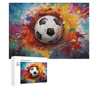 Adult Jigsaw Puzzles 300 PCS Vibrant Soccer Ball Artwork Puzzle for Adults Brain Teaser Game Wall Decoration Birthday Present, Gifts, 300 PCS