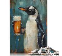 Adult Jigsaw Puzzles 300 Pieces Beer Drinking Penguin Puzzle Jigsaws for Adults Jigsaw Puzzles for Adult 300pcs (40x28cm)