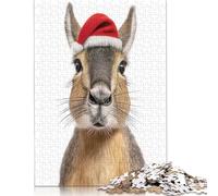 Adult Jigsaw Puzzles 300 Pieces Festive Patagonian Mara with Santa Hat Wood Puzzle Jigsaws for Adults Stress Relief Toys 1000pcs (75x50cm)