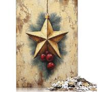 Adult Jigsaw Puzzles 300 Pieces Gold Star Christmas Ornament Puzzles for Teenagers Gifts for Adults Puzzle Gifts 300pcs (40x28cm)