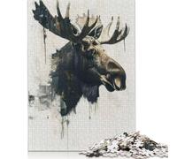 Adult Jigsaw Puzzles 300 Pieces Moose Watercolor Painting Wooden Puzzles for Adults Puzzles Funny Jigsaw Puzzles 1000pcs (75x50cm)
