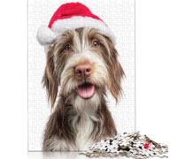 Adult Jigsaw Puzzles 300 Pieces Petit Basset Griffon Vendéen Dog with Santa Hat Portrait Puzzles for Teenagers Gifts for Adults Puzzle Gifts 300pcs (40x28cm)