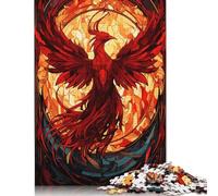 Adult Jigsaw Puzzles 300 Pieces Phoenix Stained Glass Wooden Puzzles for Adults Puzzles Funny Jigsaw Puzzles 1000pcs (75x50cm)