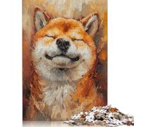 Adult Jigsaw Puzzles 300 Pieces Smiling Shiba Inu Oil Painting Puzzle Jigsaws for Adults Jigsaw Puzzles for Adult 300pcs (40x28cm)