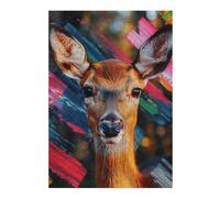 Adult Jigsaw Puzzles 38x26cm/1000pcs Deer Portrait with Abstract Background Jigsaw for Adults Family Games Wall Decoration Gifts for Friends And Family 38x26cm/1000pcs