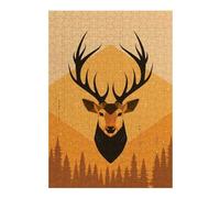 Adult Jigsaw Puzzles 38x26cm/1000pcs Geometric Deer Vector Portrait with Forest Design Adult Jigsaw Puzzle Anti-Stress Toys Perfect Decoration Challenging To Complete 38x26cm/1000pcs