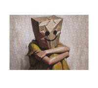 Adult Jigsaw Puzzles 38x26cm/1000pcs Its Cold Summer Life A Sad Samiling Paper Bag Head Portrait Jigsaw for Adults Family Games Staycation Kill Time Birthday Present, Gifts, 38x26cm/1000pcs