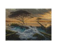 Adult Jigsaw Puzzles 38x26cm/1000pcs Waterfall at Sunset Nature's Serenity Puzzle for Adults Brain Teaser Game Wall Decoration Birthday Present, Gifts, 38x26cm/1000pcs