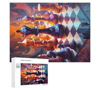 Adult Jigsaw Puzzles 500 PCS Abstract Chess Art Strategy Meets Creativity Jigsaw for Adults Relax Games Presents for Women Birthday Present, Gifts, 500 PCS